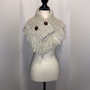 Women’s pullover Beige‎ knit Winter Scarf with wood buttons